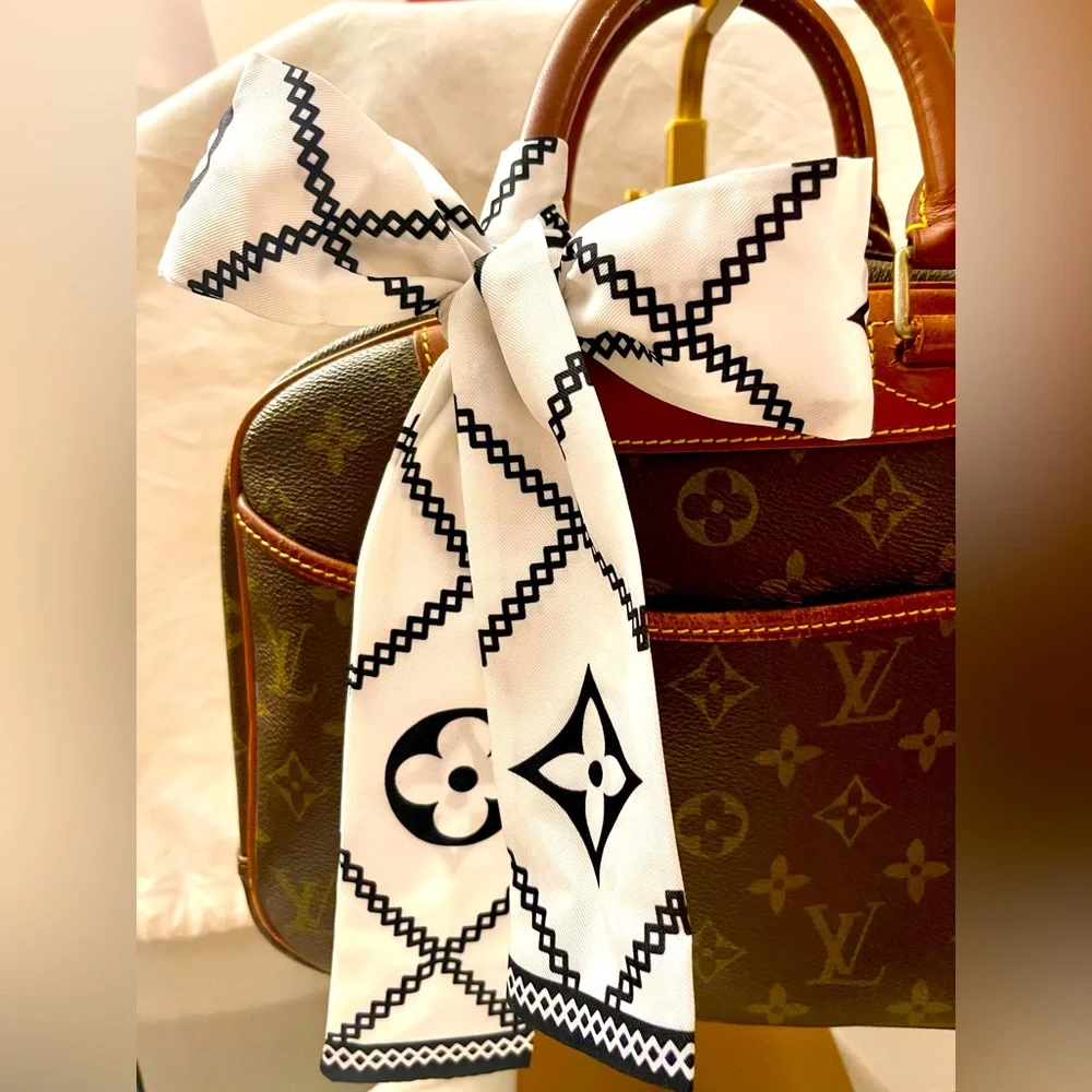 Black Script Monogram Twilly Bandeau Scarf